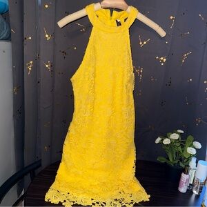 Lulu Yellow Sleeveless Bodycon Halter Floral Dress